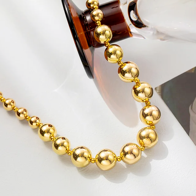 Bold Large Beads Gold Plated Necklace